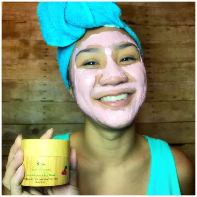 Shir-Organic Pure Cherry Clay Face Mask(15ml) Rich In Vitamin C Helps Clarify Heal and Prevent Blemishes Oil Control & Large Pore