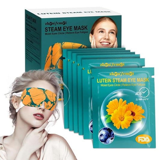 Steam Eye Mask 20 Packs, Self Heating Sleep Mask for Dry Eyes, Fatigue, Dark Circles, Comfortable Moist Warming Eye Mask, Disposable Heated Mask, Gift for Women, Men, Mum, Dad (Lutein)