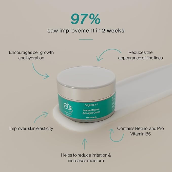 eb5 Intense Moisture Anti Aging Moisturizer Face and Neck Cream- Tone & Tighten Skin with Retinol, Fade Fine Lines and Wrinkles with Vitamin E, A and B5-4oz