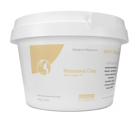 Fatima's Garden Rhassoul Clay with Argan & Eucalyptus - Detox & Soften, 425g