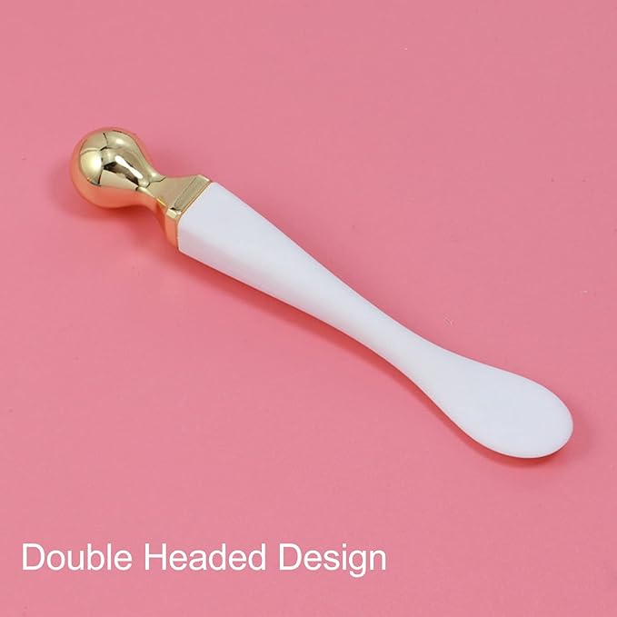 2pcs Metal Face Mask Spoon Anti Wrinkle Eye Fatigue Relief Massage Stick Cream Scoop, Metal Eye Cream Applicator Face Roller Massager Tool, Reducing Puffiness Wrinkle