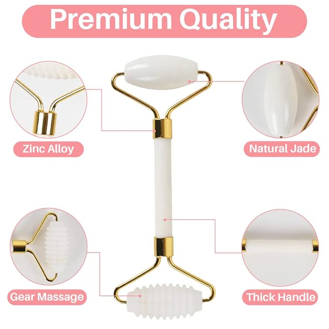 Jade Roller for Face and Gua Sha Set Face Roller,Facial Beauty Roller Skin Care Tools Massager for Face, Eyes,Forehead Neck, Body Muscle， Relaxing and Relieve Fine Lines and Wrinkles