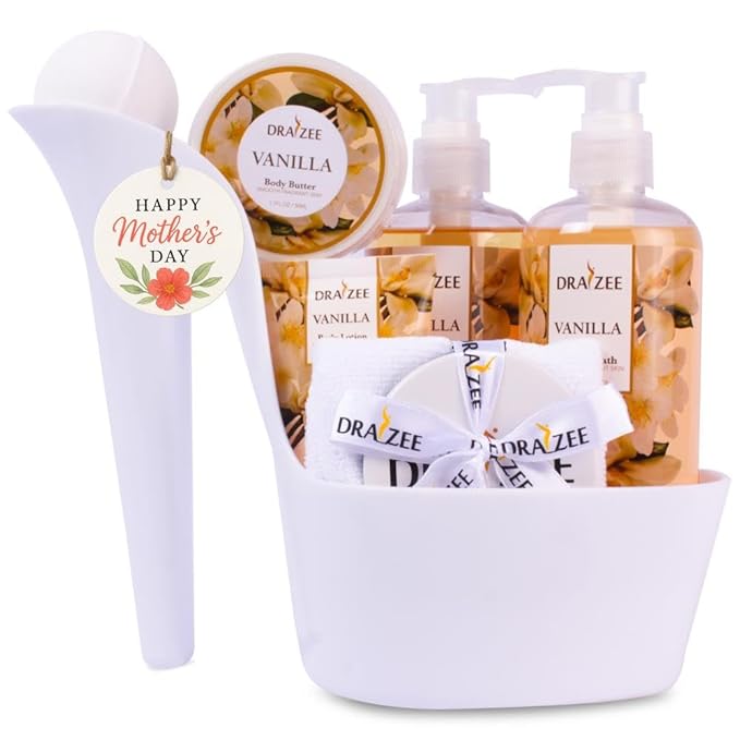 Draizee Mothers Day Gifts for Mom - Spa Gift Baskets for Women - 8 Pcs Luxury Vanilla Scented Heel Shoe Design Bath and Body Spa Set-Self Care Package for Women, Presents for Mom-Body Care Set for Her