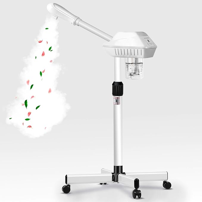 Professional Facial Steamer for Ozone Humidifier Atomizer, Adjustable Height and Angle, Face Steamer Clean Skin Firming Pores and Moisturizing Suitable for a Beauty, Spa, at Home