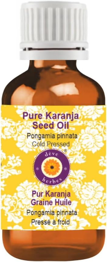 Deve Herbes Pure Karanja Seed Oil (Pongamia pinnata) Cold Pressed 15ml (0.50 oz)