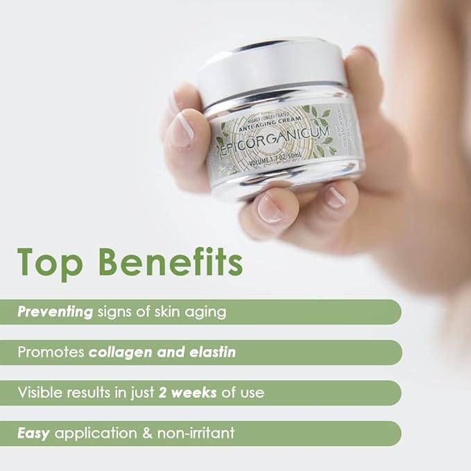 Epic Organic Age Defense | Men's Face Moisturizer | Anti-Aging Cream with Hyaluronic Acid, Collagen | Day and Night Facial Skin Care | Anti Wrinkle Face Cream | 1.7 oz