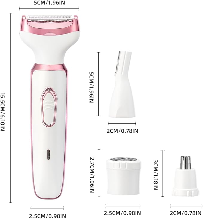 Electric Razor for Women 4 in 1 Rechargeable Painless Body Razors and Facial Hair Remover for Bikini Leg Body Face Underarm