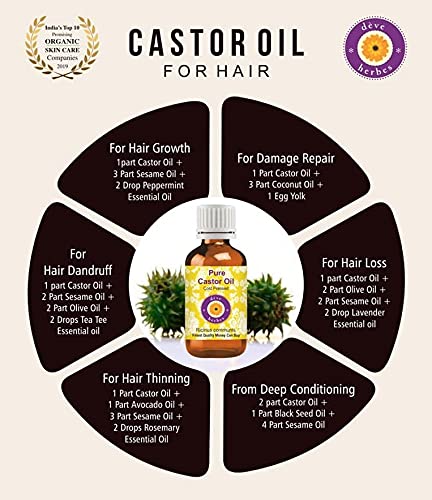 Deve Herbes Pure Castor Oil (Ricinus communis) Cold Pressed 200ml (6.76 oz)