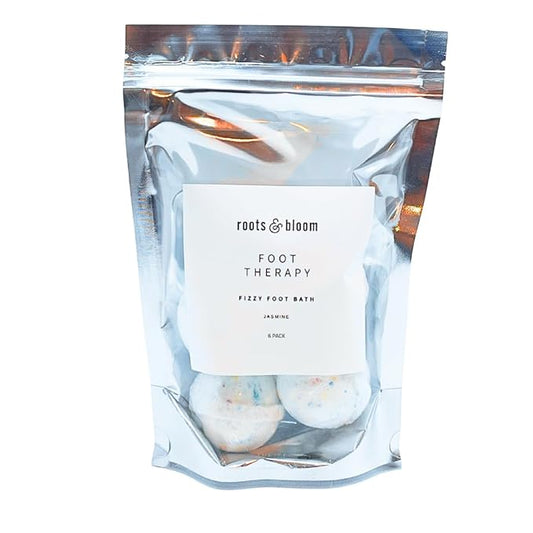 Roots & Bloom Moisturizing Foot Soak for Dry Skin, Cracked Heels and Stubborn Foot Odor (Jasmine), 6 ct.