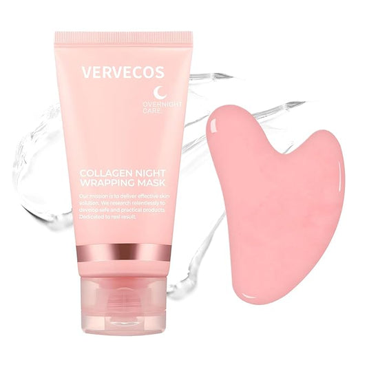 Collagen Night Wrapping Mask,Peel Off Facial Mask Collagen Face Mask,Deep Cleansing, Firming Skin, Reduces Sagging & Dullness, Glowing Skin (with Brush & Gua sha facial tools)