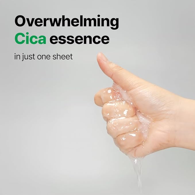 Cica Calming Authentic Glow Sheet Mask - Skin Soothing for Sensitive Blemish Troubled skin, Heartleaf, centella asiatica extract, hydration, skin barrier, Korean skincare, 10 sheets/0.7 oz