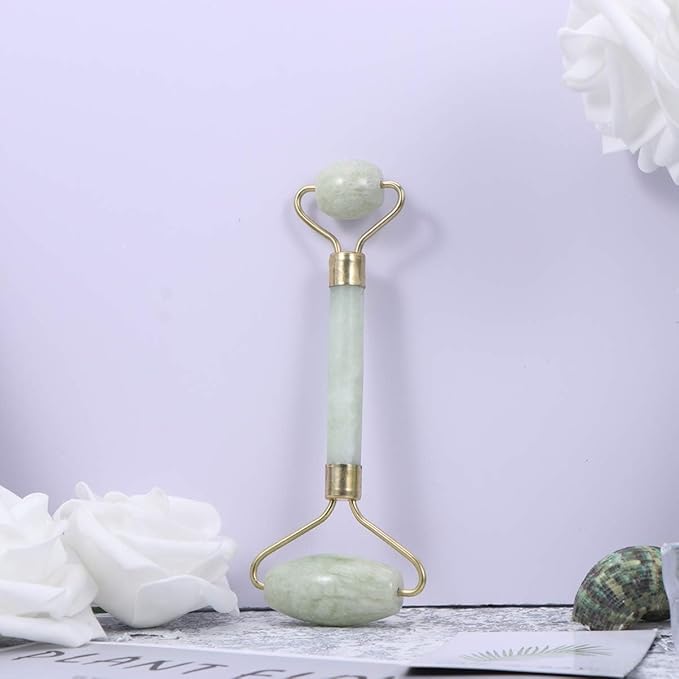 Nisstiiv Jade Roller Facial Massage Roller Gua Sha Scraping Stone Natural Skin Slimming Firming Roller Eye Neck Beauty Tool for Mother Anti Aging Wrinkles Puffiness