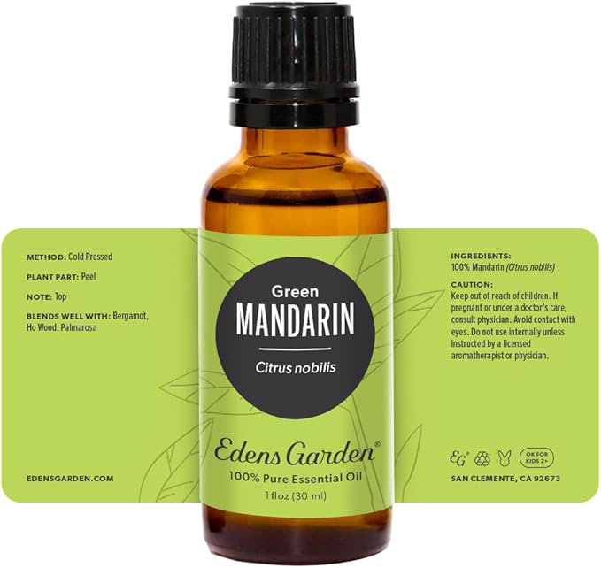 Edens Garden Mandarin- Green Essential Oil- 100% Pure Premium Grade, Undiluted, Natural, Therapeutic, Aromatherapy, The Best for Diffuser, Candle, Humidifiers, Kid Safe 30 ml (1 fl oz)