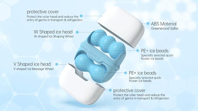 ONLYSKY BEAUTY Blue Ice Face Massager - Cold Massage for Body, Eyes, Face Skin Care - Cooling Roller Tool