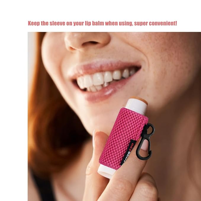 3PCS Lip Balm Holder Sleeves Keychain Blue)