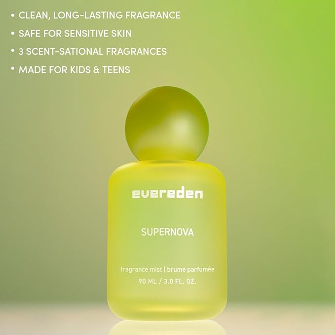 Evereden Fragrance Hair and Body Mist - Supernova: Clean and Vegan Collectible Hair and Body Spray for Teen Girls - Amplify Your Self-Expression with Iconic Scents in Mesmerizing Mist Dispensers