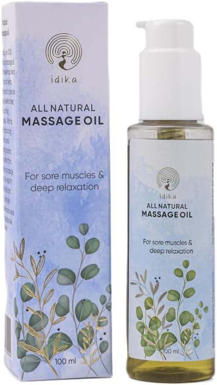 IDIKA Massage Oil, Deep Relaxation, Massage Oil for Massage Therapy with Ashwagandha, Eucalyptus, Clove, Black Pepper, Hemp Seed, Cinnamon, Sesame Oil 100ML