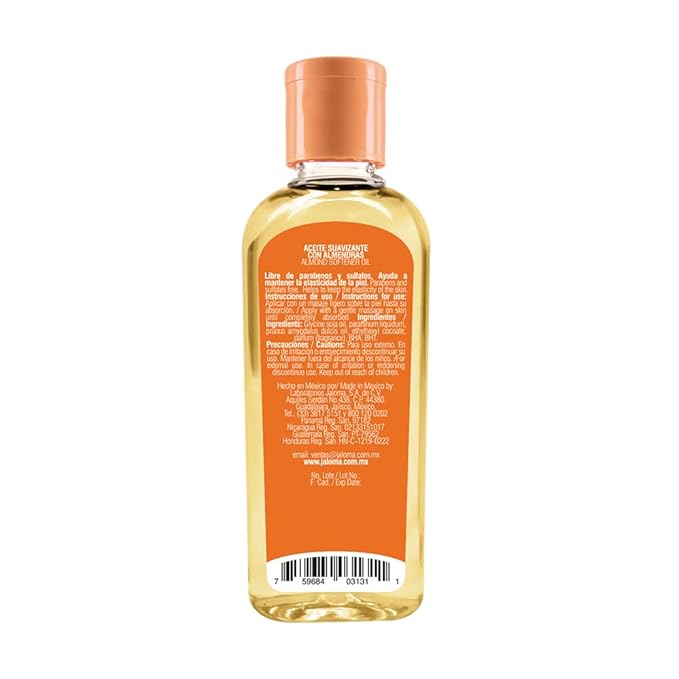 Jaloma Almond Oil, Nourishing Skin Softener for Lasting Elasticity, 4 FL Oz Bottle.