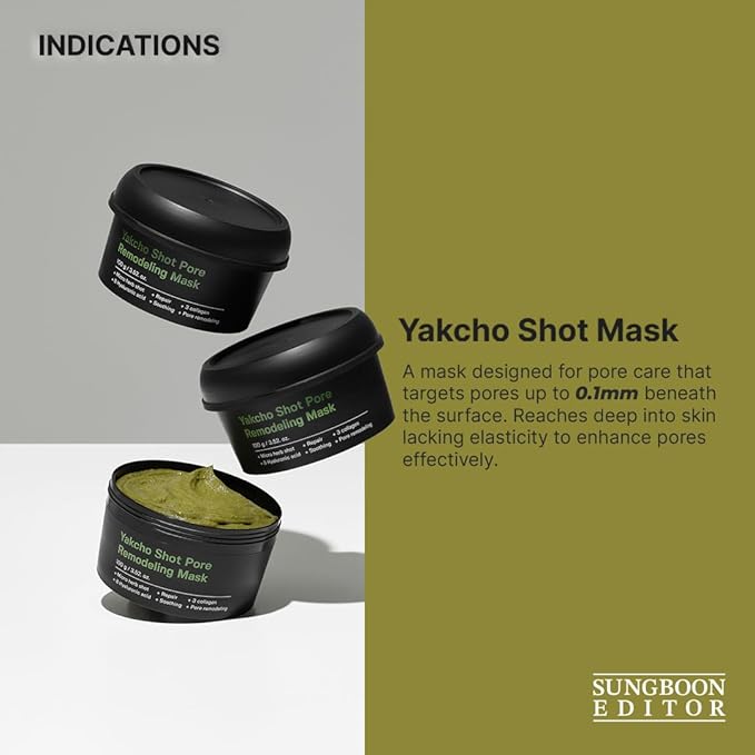 SUNGBOON EDITOR Yakcho Shot Pore Remodeling Mask | Clay Mask for Pores | Blackheand Remover | Korean Face Mask | Exfoliating Face Mask for Oily Skin | Korean Skin Care | 3.52 oz.