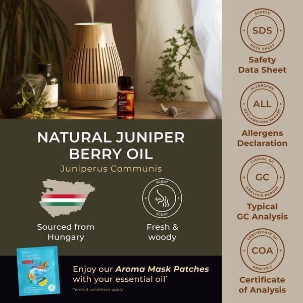 Gya Labs Juniper Berry Essential Oil for Diffuser - 0.34 Fl Oz - 100% Pure Natural Juniper Essential Oil for Skin & Candle Making - Fresh Woodsy & Fruity Scent