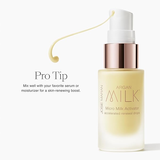 Josie Maran Micro Milk Activator Face Serum - Hydrating & Brightening Facial Serum with Argan Milk, Niacinamide & Kojic Acid - Anti-Aging Renewal Drops for Smooth, Radiant Skin (0.5 Fl Oz)