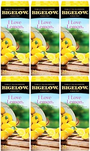 Bigelow I Love Lemon Herbal Tea Bags 28-Count Boxes (Pack of 6) Lemon-Flavored Herbal Tea Bags with Vitamin C All Natural