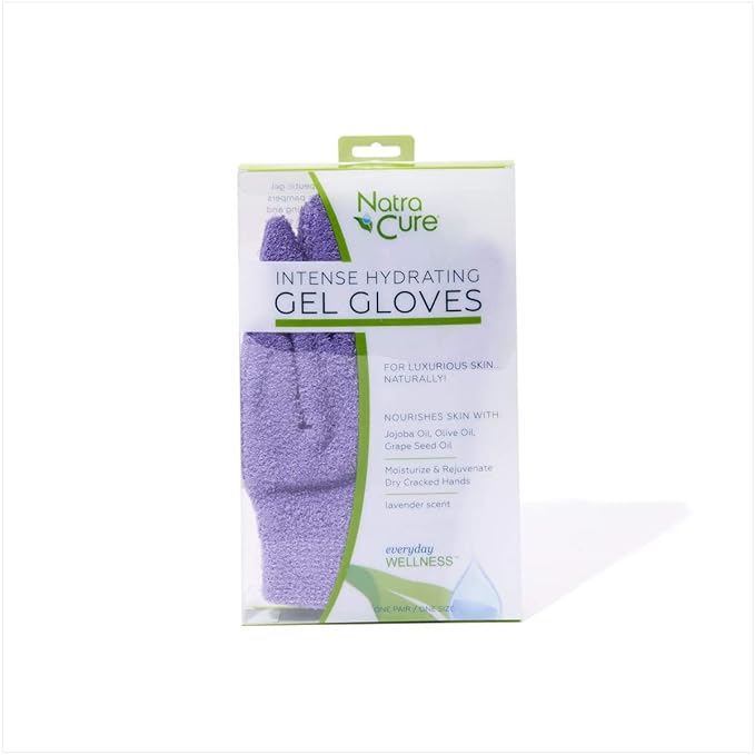 Product Image NatraCure Moisturizing Gel Gloves - (for Dry, Cracked Skin, Aging Hands, Cuticles, Eczema, After Hand Washing, Instead of Overnight Sleeping Gloves, Lotion, Cream) - Color: Lavender
