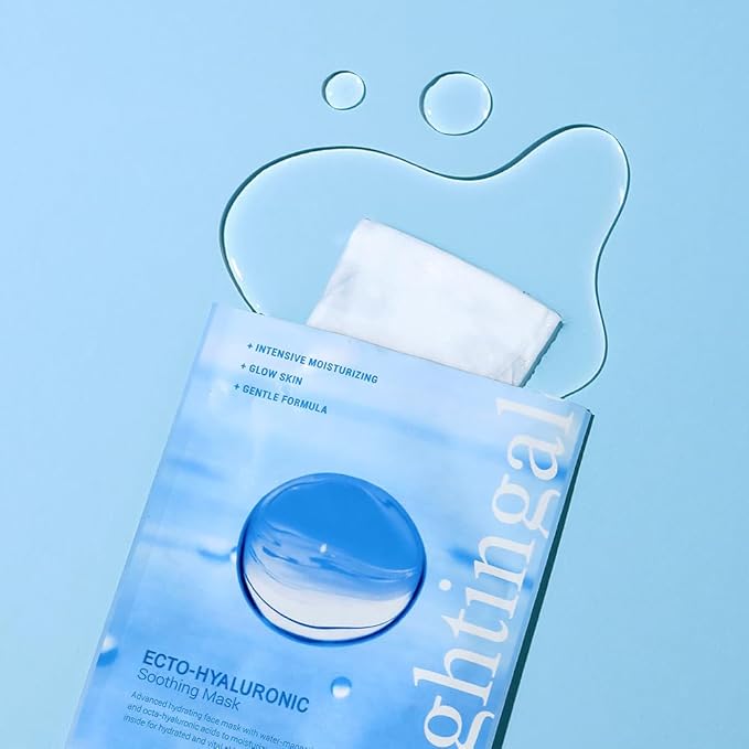 Nightingale Ecto-hyaluronic Soothing Mask, Hyaluronic Acid, Betula Alba Juice, Ectoin, Korean Hydrating Facial Mask, Alcohol Free, Korean Skin Care