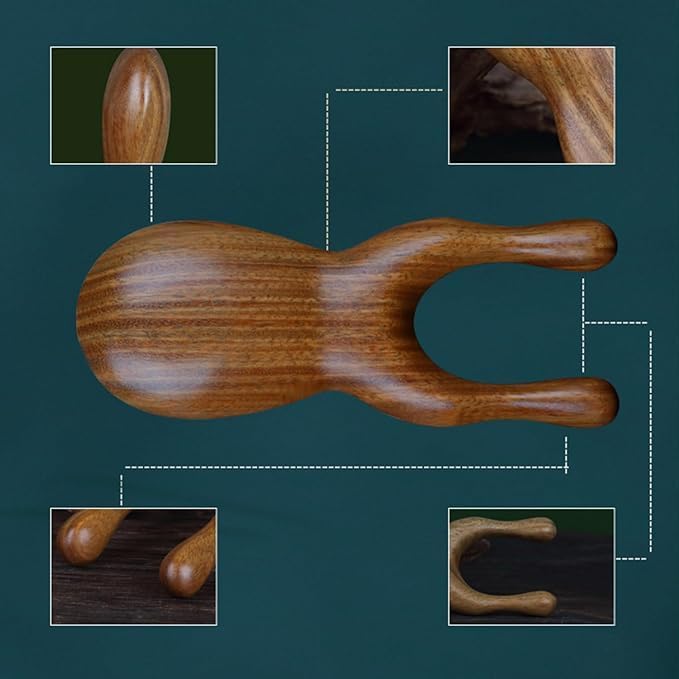 MIUPOO Nose and Eyes Face Massager, Manual Gua Sha Tool, Multifunctional Handheld Meridians Acupoint Massage Tool - Wood, 1 Piece