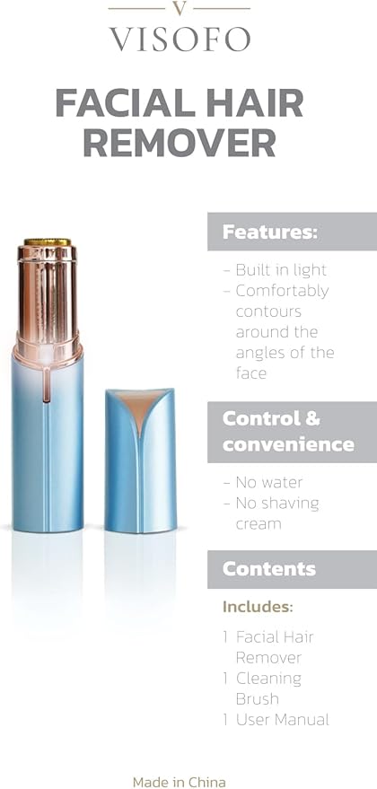 Facial Hair Removal for Women | Electric Razor Device Small Mustache Dermaplaning Remover Tools Tweezers Epilator Trimmer Face Dermaplane Shavers Beauty Gadgets Set Accessories by VISOFO (Topaz)