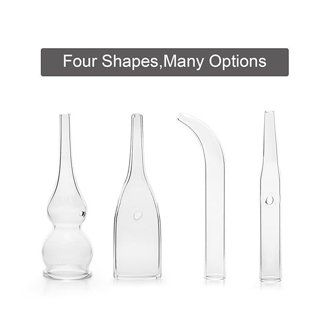 Elitzia Four Types Of Blackhead Absorbing Glass Tube Types Multiple Use Beauty Machine Accessories 10/set Of The Same Type ETD215SA (Flat Shape)