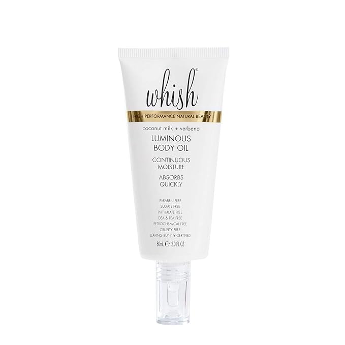 Whish Coconut Milk + Verbena Luminous Body Oil - Moisturizing Scented Body Oil with Peptides - Quick-Drying - Soothes & Firms Skin - 2 fl oz