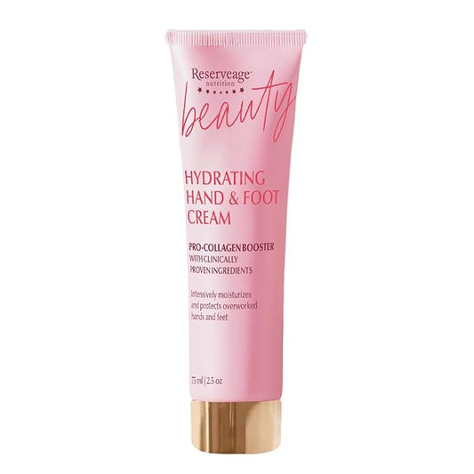 Reserveage Nutrition Hydrating Hand & Foot Cream with Pro-Collagen Booster and Micro-Encapsulated Copper Peptides, Moisturizes, Rehydrates and Protects with Measurable Results, 2.5 oz