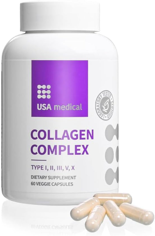 Collagen Complex - 100% Animal-Based Collagen for Hair, Skin, and Nails - Natural Support for Fascia, Bone Structure, and Joint Health | 60 Count