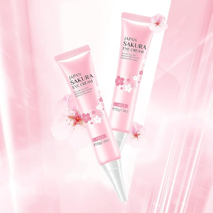 AKARY Sakura Eye Cream, Under Eye Cream to Reduce Dark Circles, Bags, Puffiness, Hydrate Undereye Area, Skincare Eye Cream with Hyaluronic Acid for All Skin Types