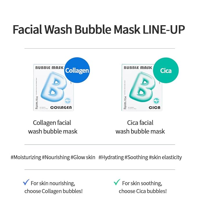 Collagen Facial Wash Bubble Mask, Korean Pore Cleanser for Blackheads, Exfoliator Dead Skin Cells, Deep Cleansing & Hydrating, Non-Irritating & Soothing for Sensitive Skin, For Men & Women, 20 pcs