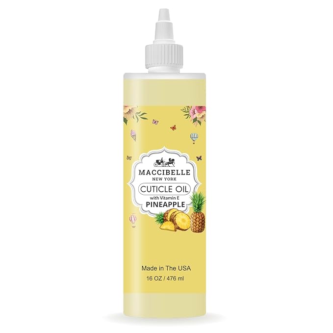 Maccibelle Cuticle Oil For Nails Refill size for Dry Cracked Cuticles (16 Ounce, Pineapple)