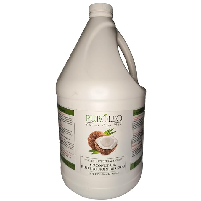 PUROLEO Fractionated Coconut Oil 128 Fl Oz/3784 ML (Packed In Canada) 100% Natural and odorless Moisturizer & Carrier Oil l Hair Skin Body, Aromatherapy, Massage, Makeup Remover