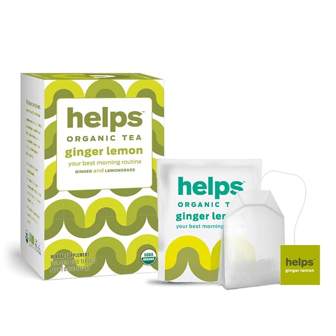 HELPS TEAS | Helps Ginger Lemon Tea | Organic herbal blend of Ginger and Lemongrass that promote a healthy digestion Naturally Caffeine-free| 16 Tea Bags - Pack of 3 |