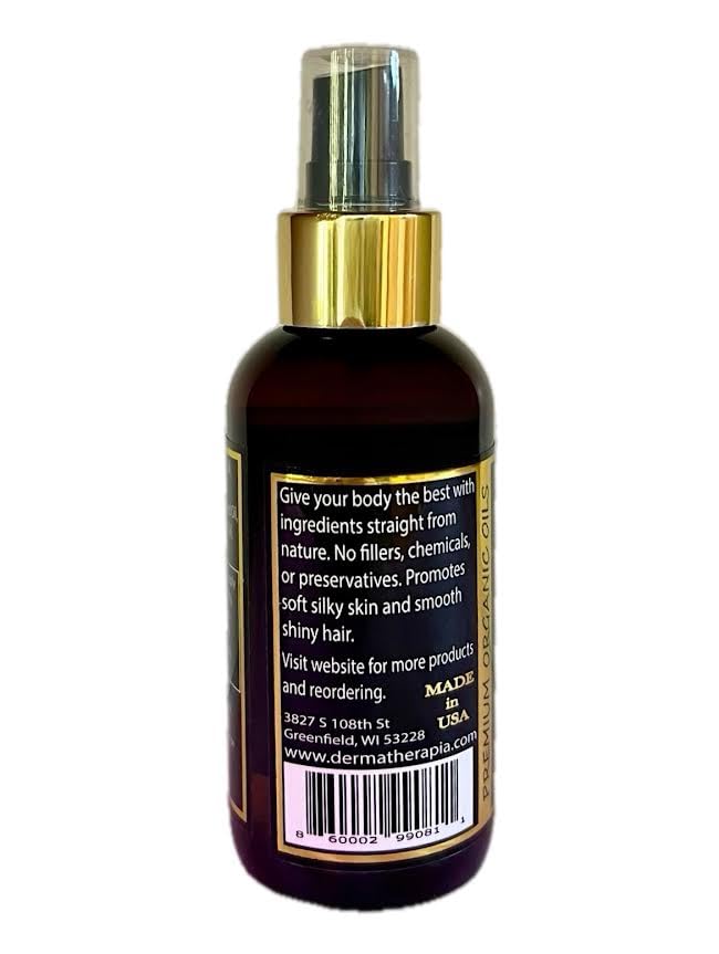 100% Organic Luxury Body Oil, Hair Oil, and Face Oil -Smoothing for Aging Skin, Scalp, and Problem Skin. Ultra Moisturizing and Delivers Nutrients to Promote Soft Skin and Silky Hair. Absorbs Quickly