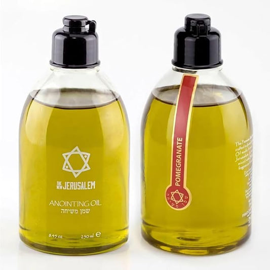 Pomegranate Anointing Oil from Israel, Holy Spiritual Oils Bottles from Jerusalem Blessed, Handmade with Natural Ingredients and Blessed for Wedding Ceremony, Religious Use, 8.45 Fl Oz