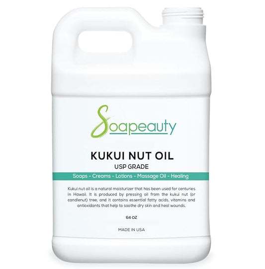 Soapeauty Kukui Nut Oil | 100% Pure & Natural | Cold Pressed | Moisturizing Oil for Skin, Hair, and Soap Making | 64 fl oz