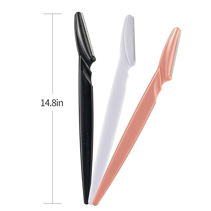 40pcs Eyebrow Razor for Women, Face Shaver Kit Dermaplaning Tool for Peach Fuzz Removal, Stainless Steel Blades with Protective Covers | Eyebrow Trimmer, Facial Hair Removal(Black White Brown)