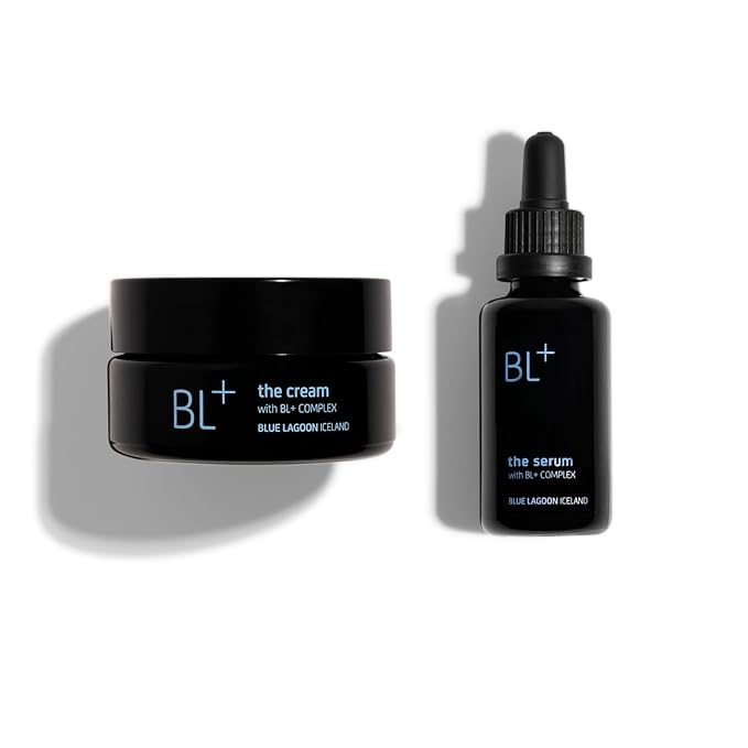 Blue Lagoon Skincare Luxury Anti-Aging Bundle - BL + The Serum Anti-Aging Facial Treatment - Cream Whipped Facial Moisturizer - Icelandic Skincare - 30ml & 50ml