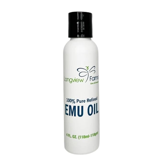 Longview Farms® Emu Oil - Hair and Body Oil - 100% Pure & Refined Emu Oil | Pure Emu Oil for Skin & Hair Care | Premium Quality Hydration & Nourishment | 4 Fl. Oz