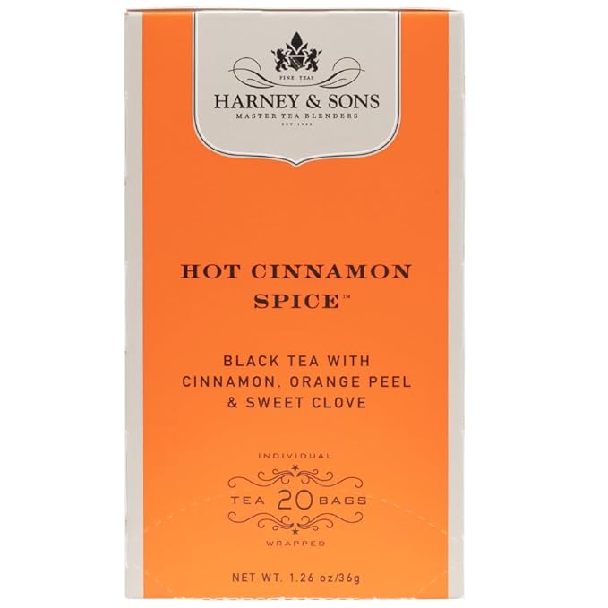 Harney & Sons Black Tea Bags, Hot Cinnamon Spice, 20 Count