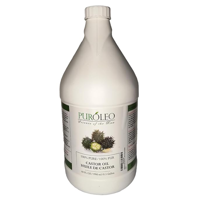 PUROLEO Castor Oil 64 Fl Oz/1900 ML (Packed In Canada) 100% Pure and Natural Hair, Lash, Beard, Eyelashes & Eyebrow Oil Black castor oil for brow lashes, Make eyelash serum, hair serum for dry hair