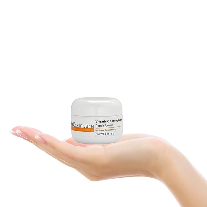 Vitamin C w/Retinol 1,000 Cream for Face | w/Jojoba Oil, Squalane & Antioxidants | Professional Quality | May Help Smooth Appearance of Fine Lines & Wrinkles, Brightens Complexion 1oz