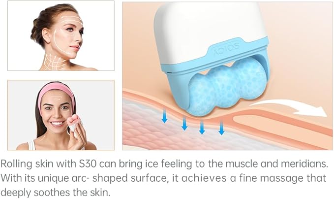ONLYSKY BEAUTY Blue Ice Face Massager - Cold Massage for Body, Eyes, Face Skin Care - Cooling Roller Tool