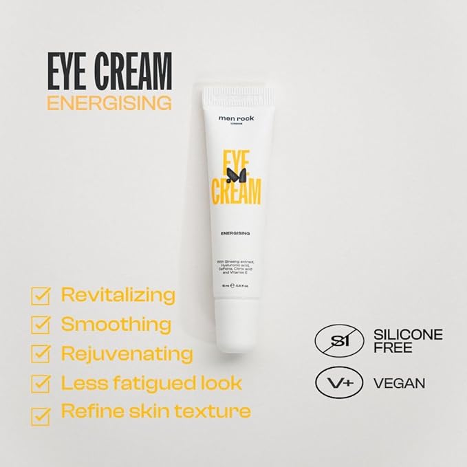 Men Rock Eye Cream - Moisturizing Under Eye Cream for Dark Circles with Ginseng Extract, Vitamin E - Mens Face Care - Mens Skincare Products - 0.5 oz